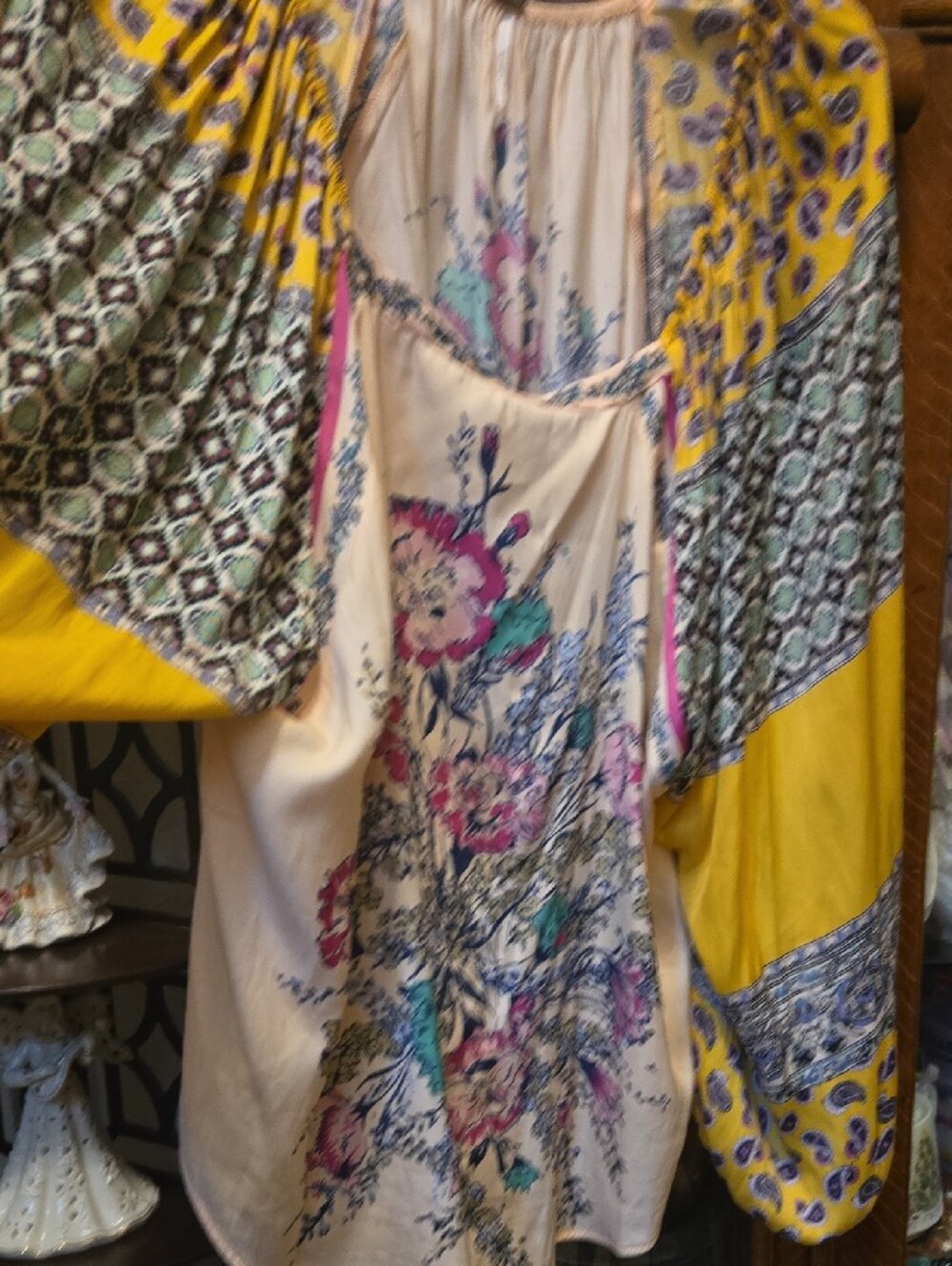 Free People Yellow Floral Patchwork Blouse - Picture 3 of 8